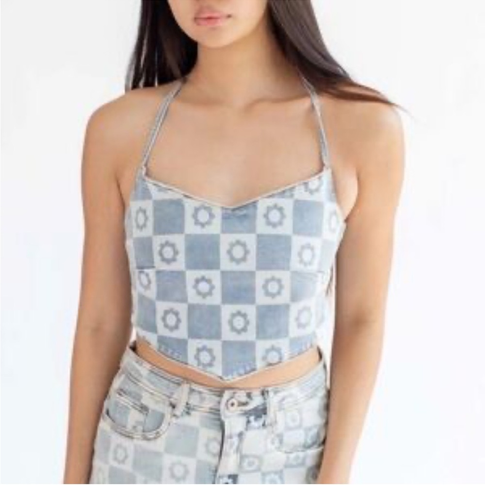 Balboa Checkered Cropped Demin Top size M/L